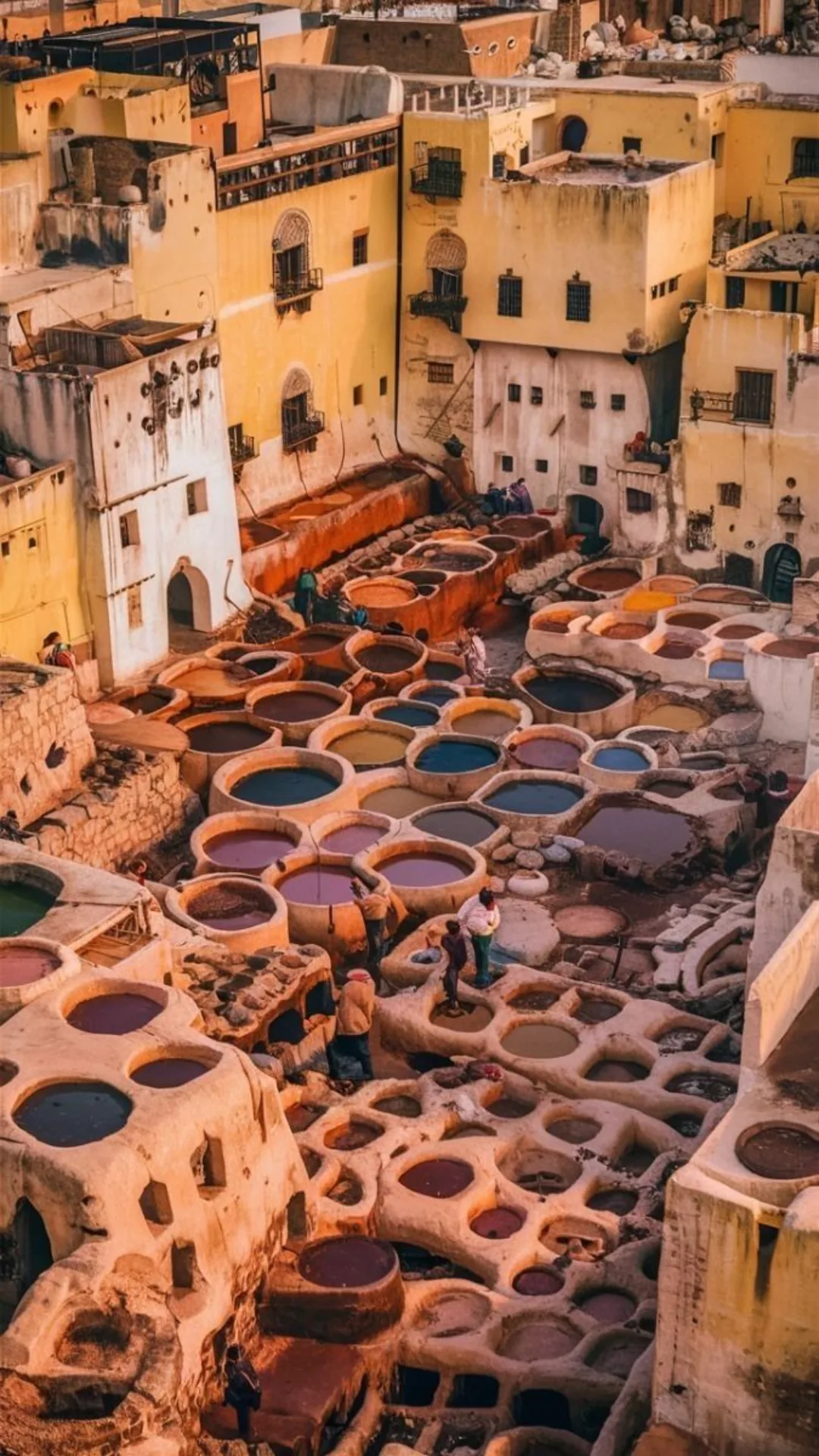 Chouara Tannery dye pits in Fes, Morocco