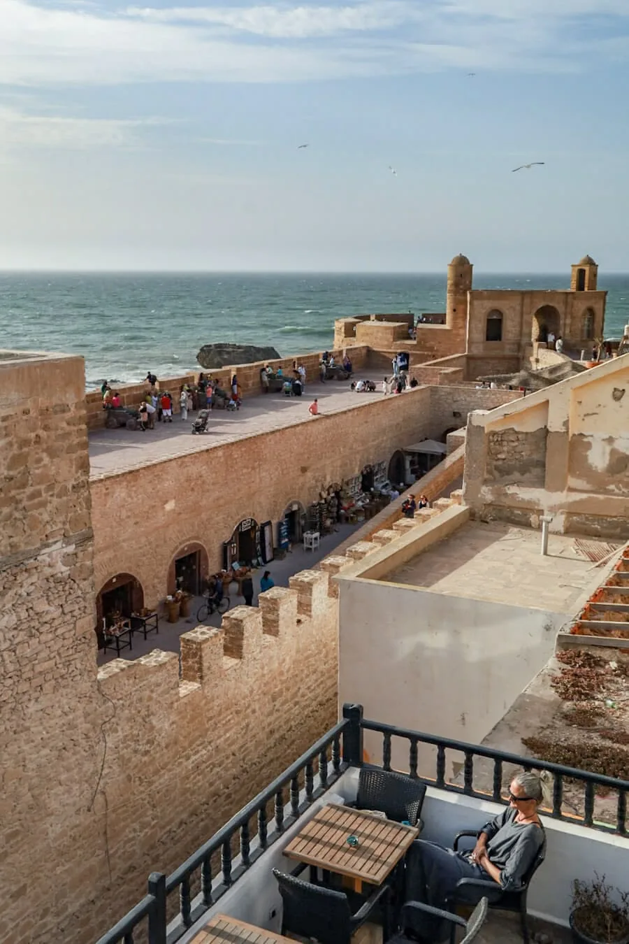 Stone ramparts, cannons and sea bastion of the Essaouira medina on the Atlantic coast