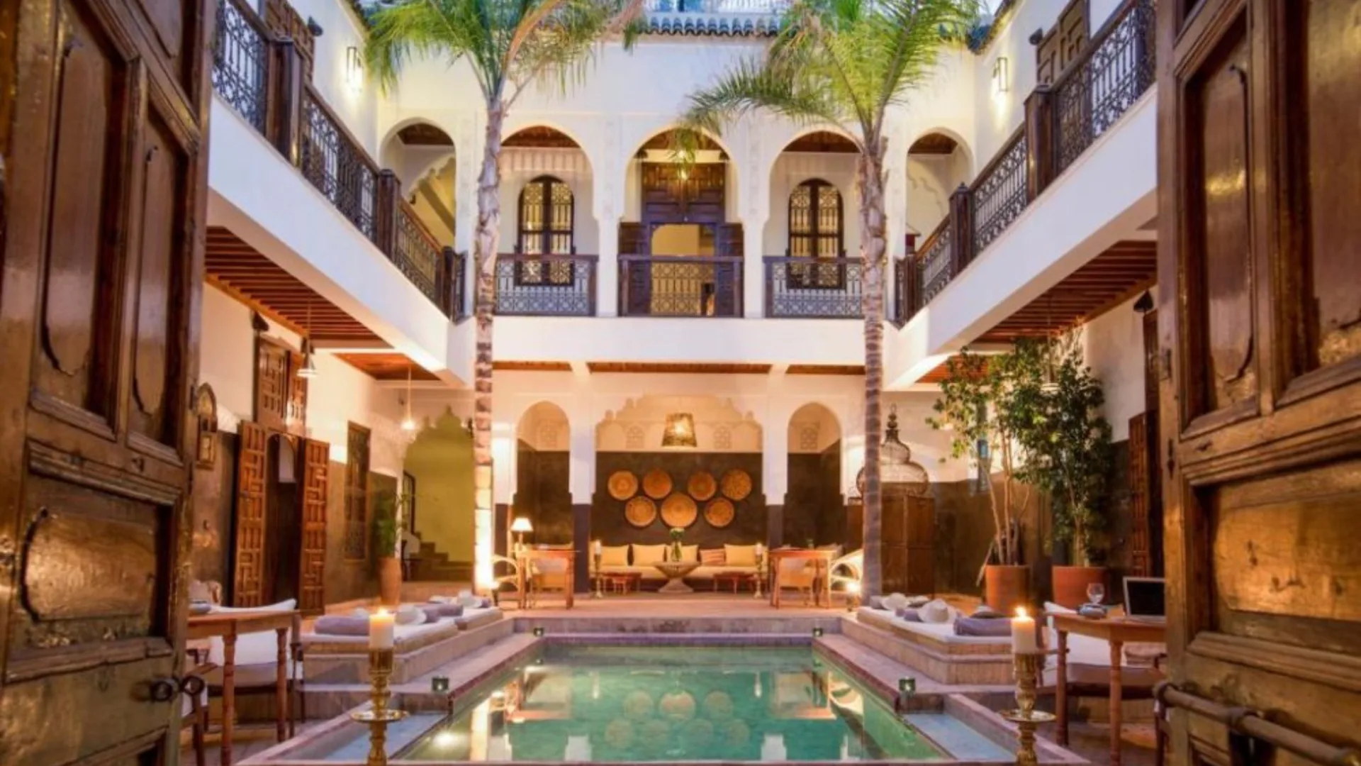 Luxury riad in Marrakech with a courtyard pool and traditional Moroccan decor