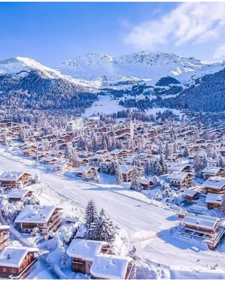 Snow-covered chalet-style town of Ifrane in the Middle Atlas, Morocco