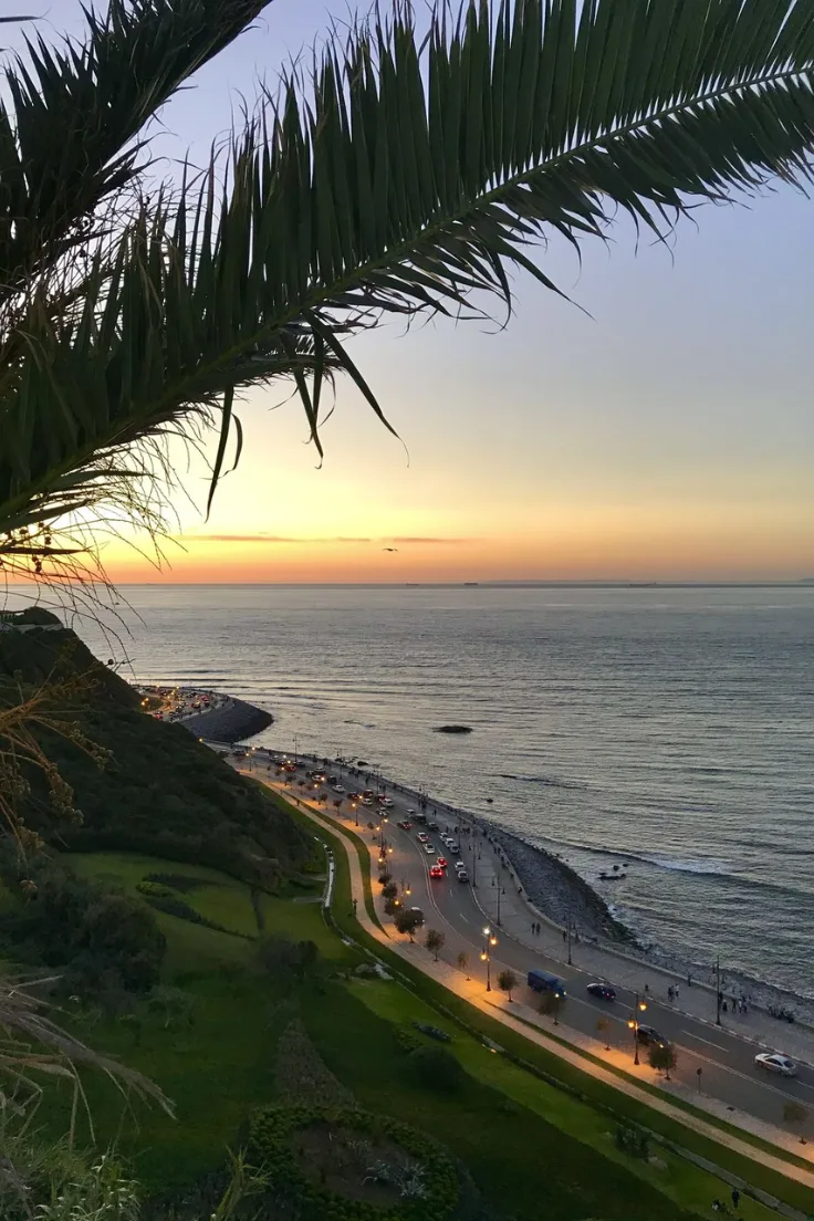 Sunset over the sea from a coastal viewpoint near Tangier