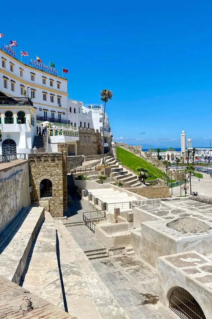 View over Tangier medina and kasbah rooftops toward the port